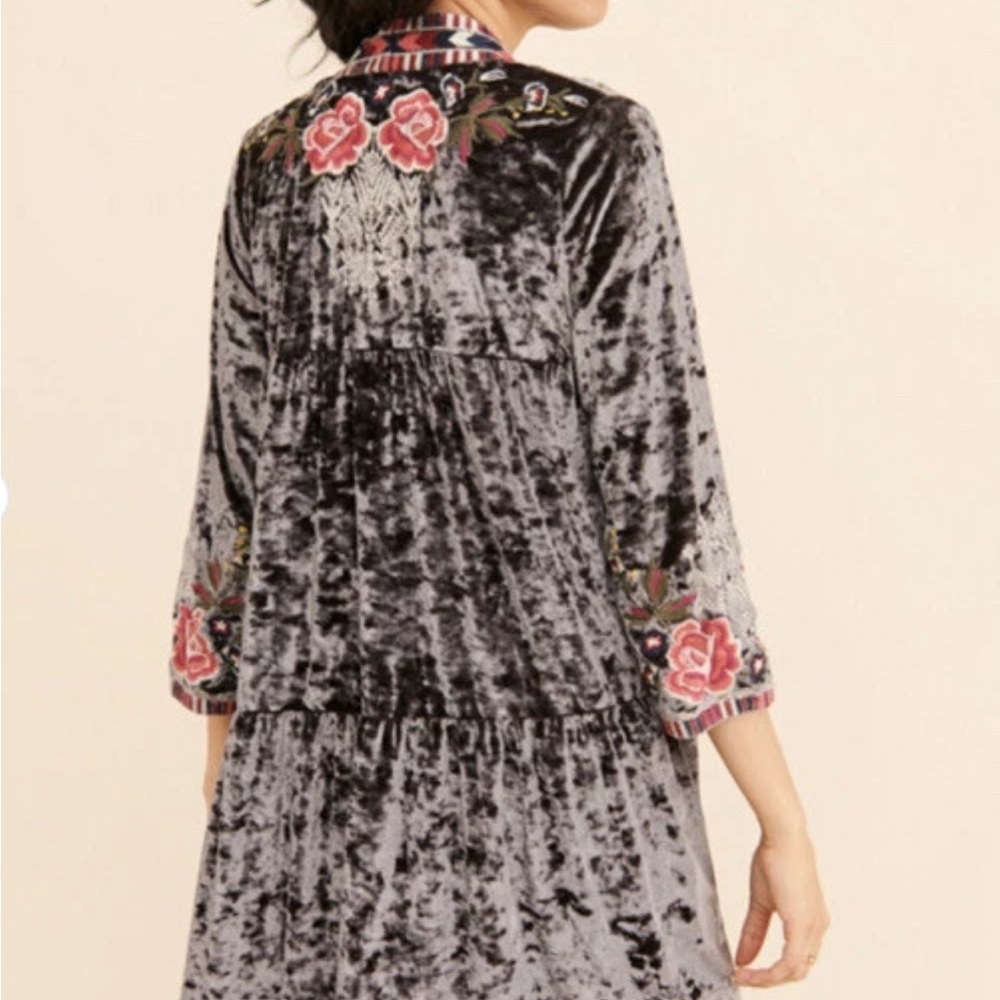 Driftwood Carly Velvet Floral Kimono Cardigan, Size S - Picture 2 of 8